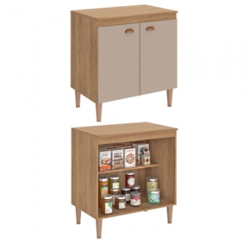 1805 <br> Balcão com tampo 80cm com 2 portas. O tampo é inteiro e possui marcação interna para recorte de cooktop 5 bocas. <br> 860mm x 800mm x 520mm