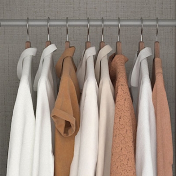 Cabideiro de madeira revestido de cinza.