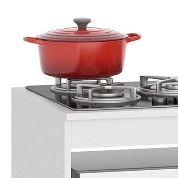  La encimera es de una sola pieza y tiene marcas internas para cortar una estufa de 5 quemadores.