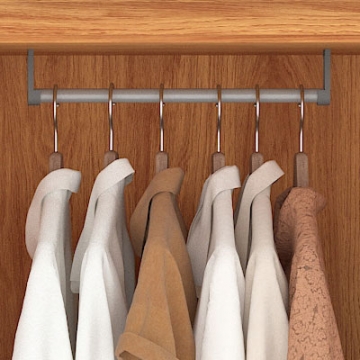 Cabideiro de madeira revestido de cinza.